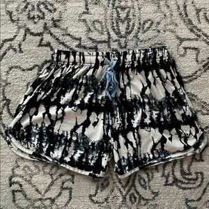 Black and White Tie-Dye Acid Wash Women's Lounge Shorts